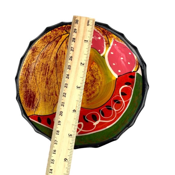 Mexican Pottery Hand Painted Bowl Fruit Watermelon Papaya Pashionfruit Summer - Picture 5 of 5